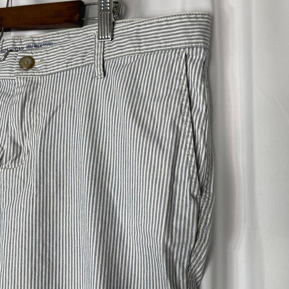 GAP chinos pants trousers women's 14 white blue seersucker look girlfriend - Picture 2 of 14